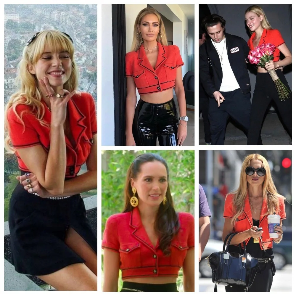 Iconic Chanel Vintage S/S 1995 Barbie Cropped Red Black 95P Jacket Skirt Suit - Picture 3 of 17